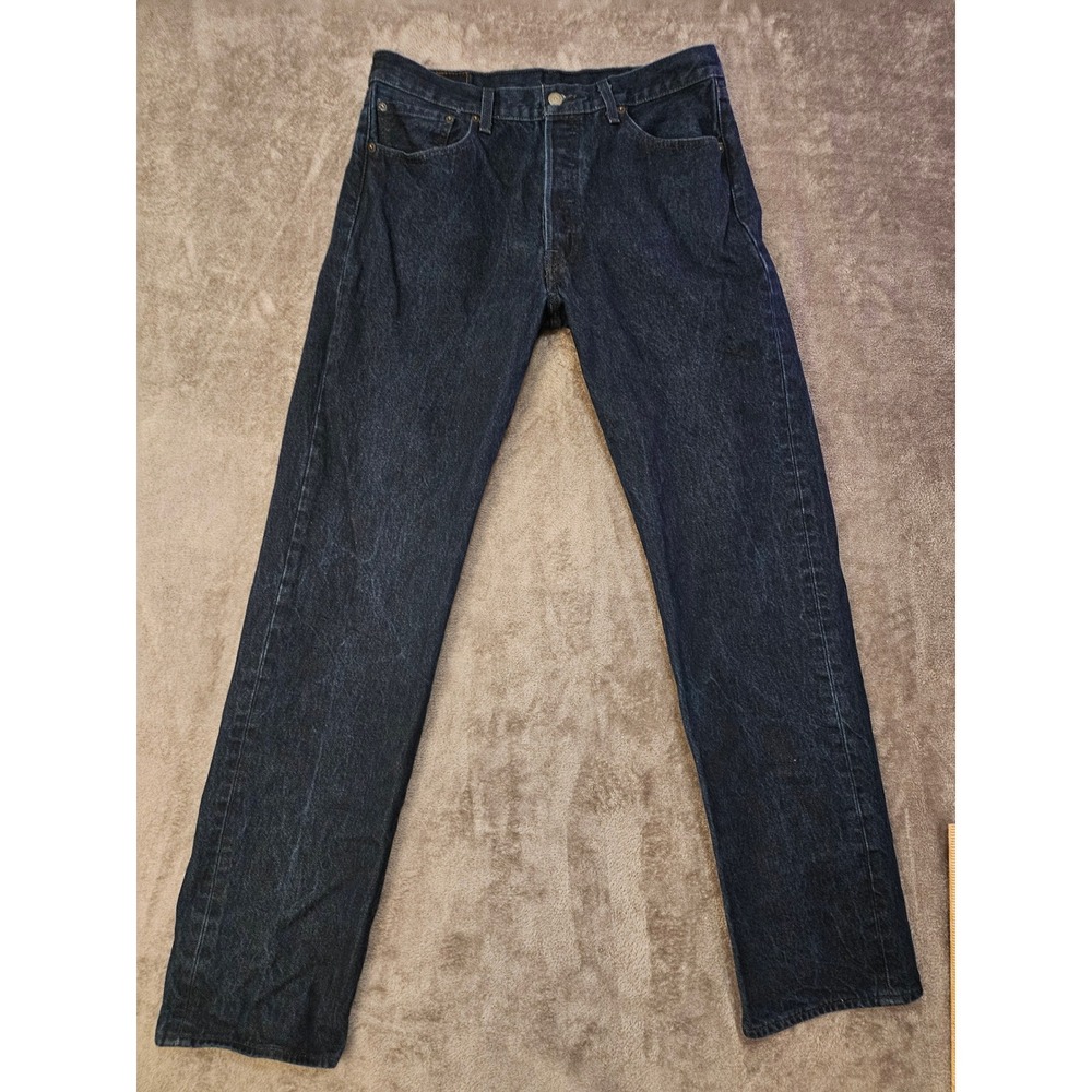 Levis 501 Original Fit Jeans Mens 36x36 Dark Indigo Button Fly Denim 32" inseam